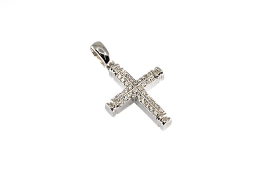 18K W/G Diamond Cross 0.36ct