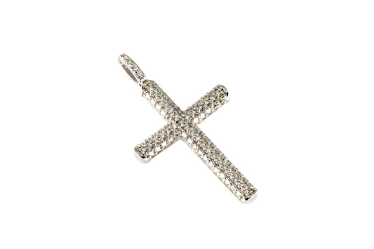 14K White Gold Diamond Cross 1.10ct