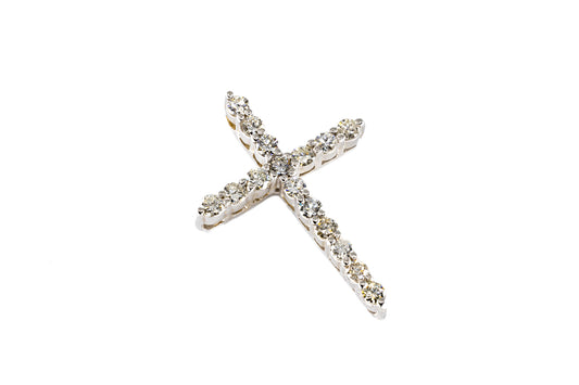 18K White Gold Diamond Cross 1.85ct