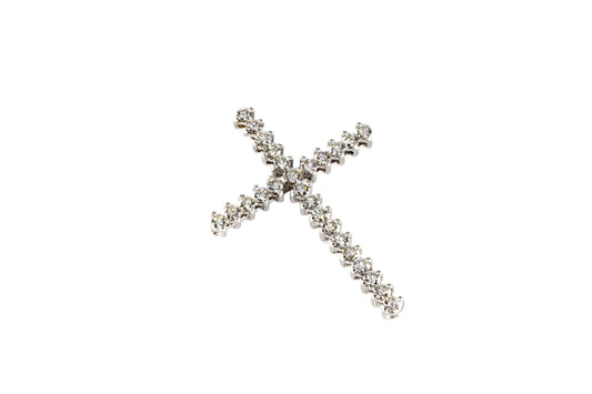 14K White Gold Diamond Cross 1.00ct