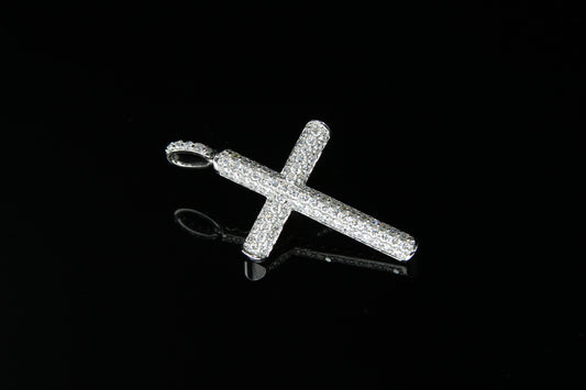 14K W/G Diamond Cross 0.88ct