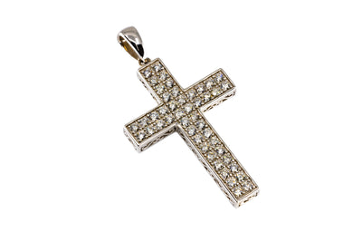 14K W/G Diamond Cross 1.70ct