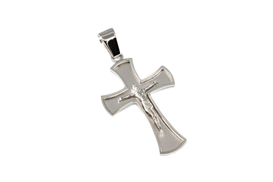 14K White Gold Cross