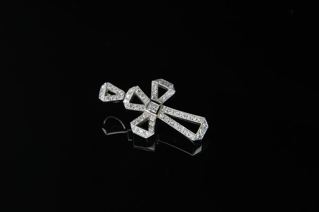18K W/G Diamond Cross 0.61ct