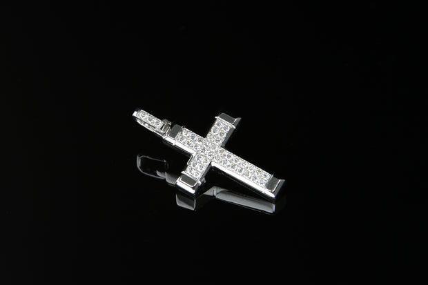 18K W/G Diamond Cross 0.43ct